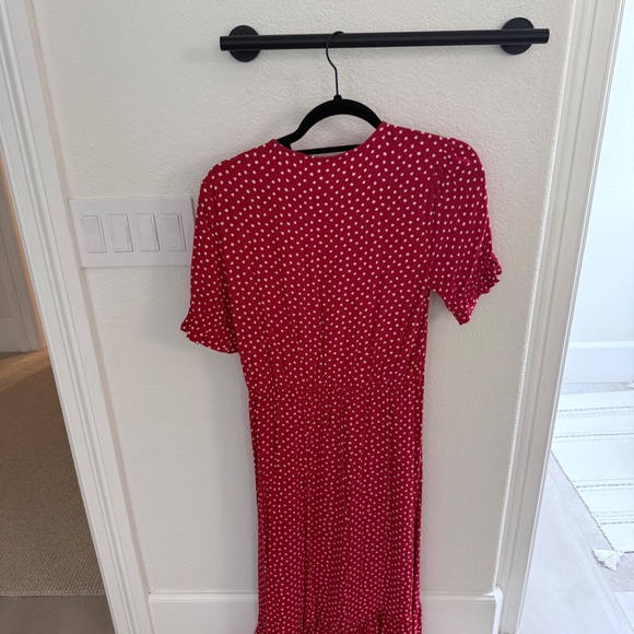 Zara Red Polka Dot Midi Dress SZ Medium - Picture 3 of 8